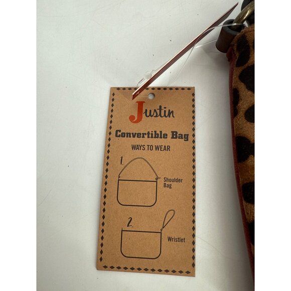 Justin Womens Convertible Bag Purse Leopard Print Fringe New Western - Picture 6 of 7